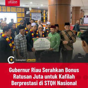 Putra Kari Aljuanda Juara STQ Nasional Diganjar  Rp 200 Juta Oleh Gubernur Riau, Siapkan Diri ke Ajang Internasional