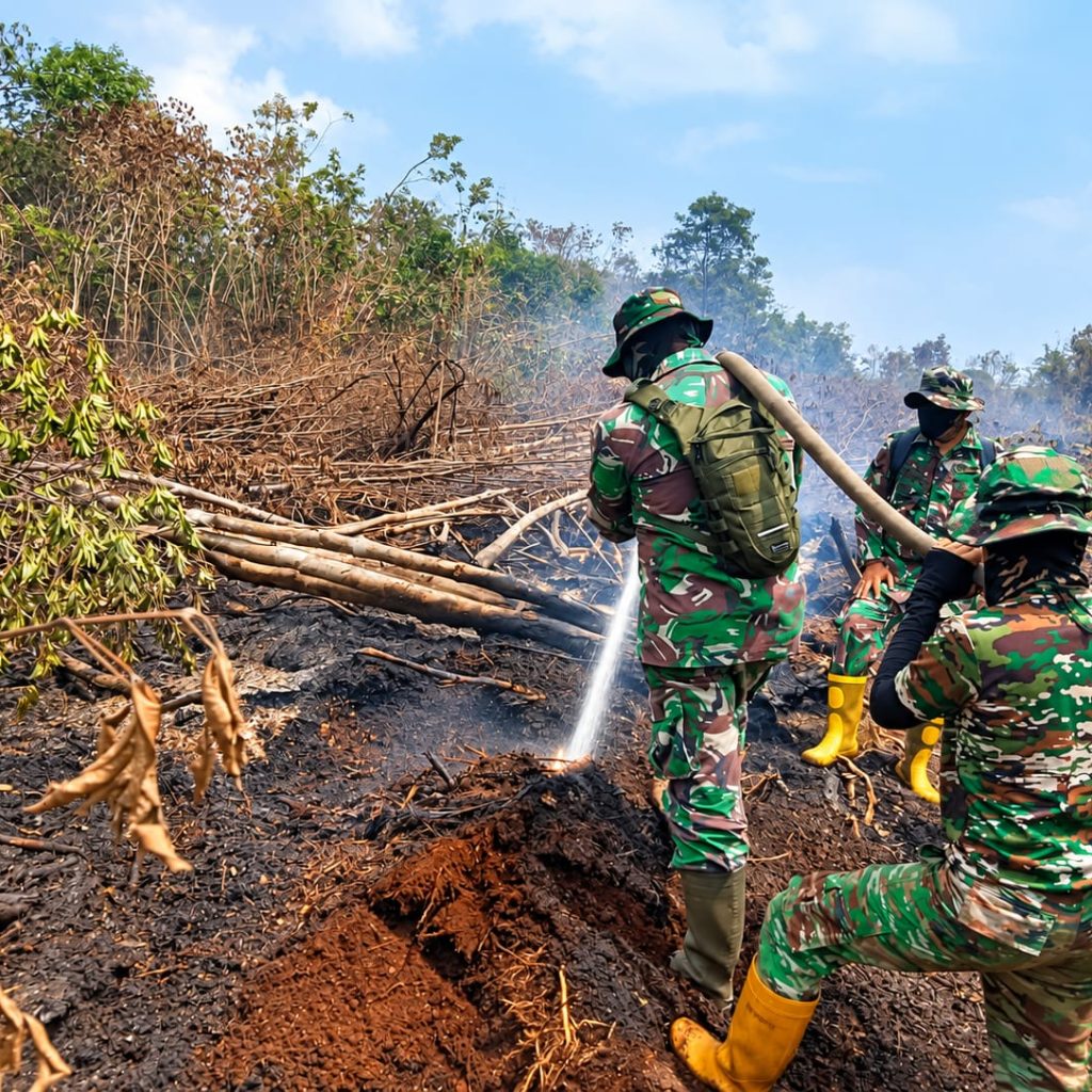 Kodam XIX/Tuanku Tambusai Terus Kejar Pendinginan Karhutla di Inhu, Pulau Jum’at Masih Berasap